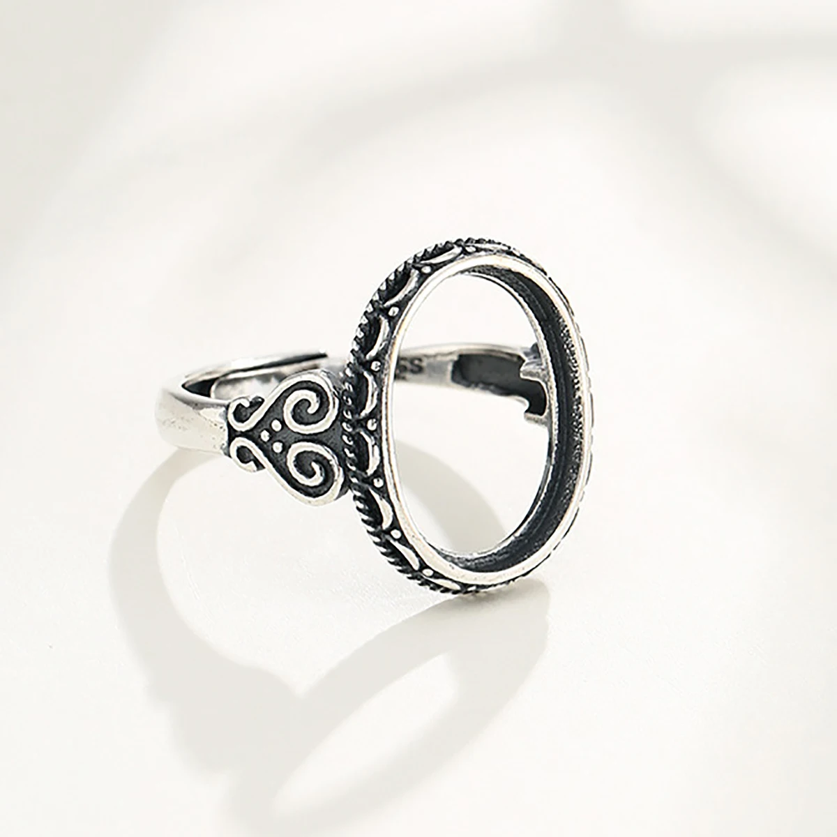 925 Silver Adjustable Blank Ring Base fit 7X9mm/8X10mm/8X12mm