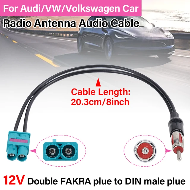 Cavo Adattatore Antenna Radio Auto - Fakra Maschio A DIN Maschio, 15cm, Per Ford BMW VW