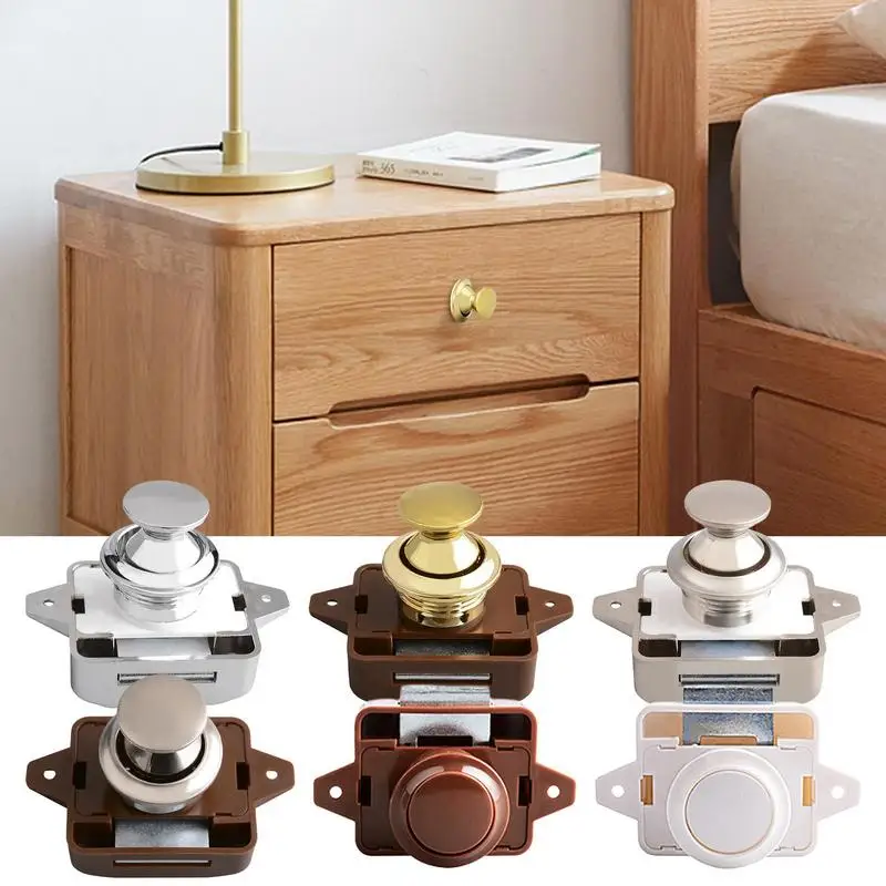 

Keyless RV Push Cabinet Locks Cabinet Door Catches Locks Drawer Zinc Alloy Button For RV Camper For Caravan Yacht Boat