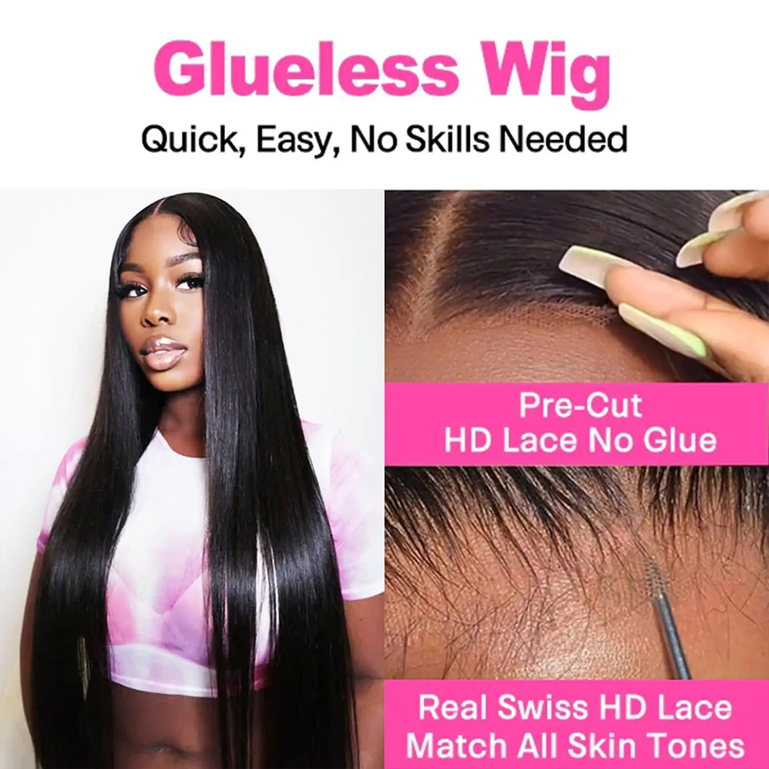 Wear and Go Glueless Wig Pre Cut Lace for Beginners Wigs 5x5 HD Lace Closure Wig 180% Straight Lace Front Wigs Human Hair