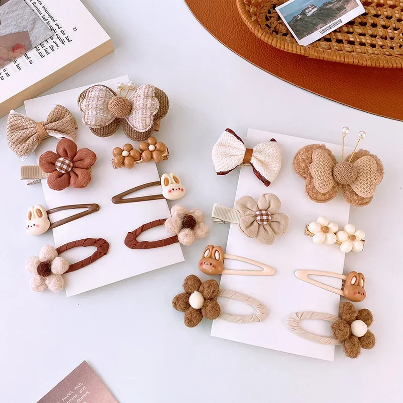 Bows Baby Hair Clips 8Pcs/Set Hair Accessories Girls Cartoon Animal Flower Hairpin Headdress Kids Pins Birthday Gifts hair clips hair accessories