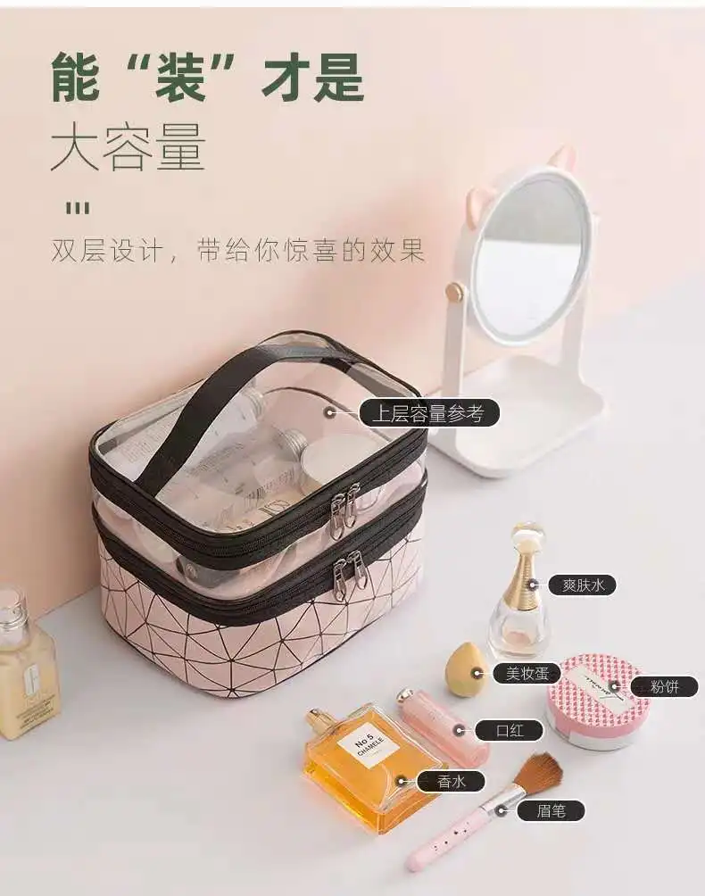 Grande Trousse De Toilette Transparente Yuknees – PVC Solide, Format Voyage, 23x17x16 Cm
