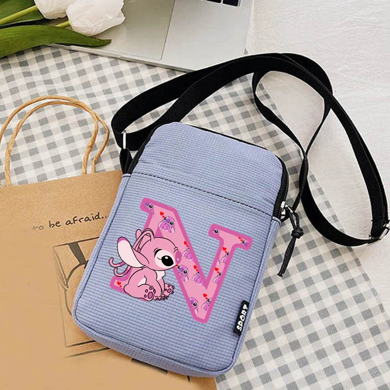 Stitch A-Z 26 English Letters Women Shoulder Bag Canvas School Students Mobile Phone Bags
