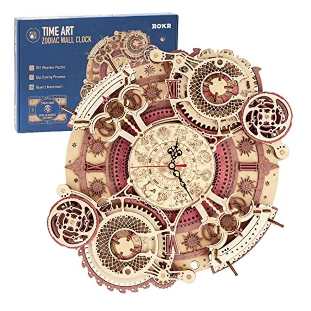 Robotime DIY Quartz Clock Kits 3D Wooden Puzzle Mechanical Wood Model Kits Vintage Home Room Decor for Adult