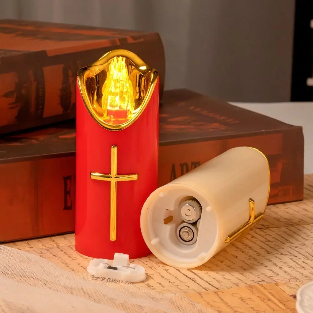 Reusable Christian Cross Decorative Waterproof Battery-Operated Flame Candles