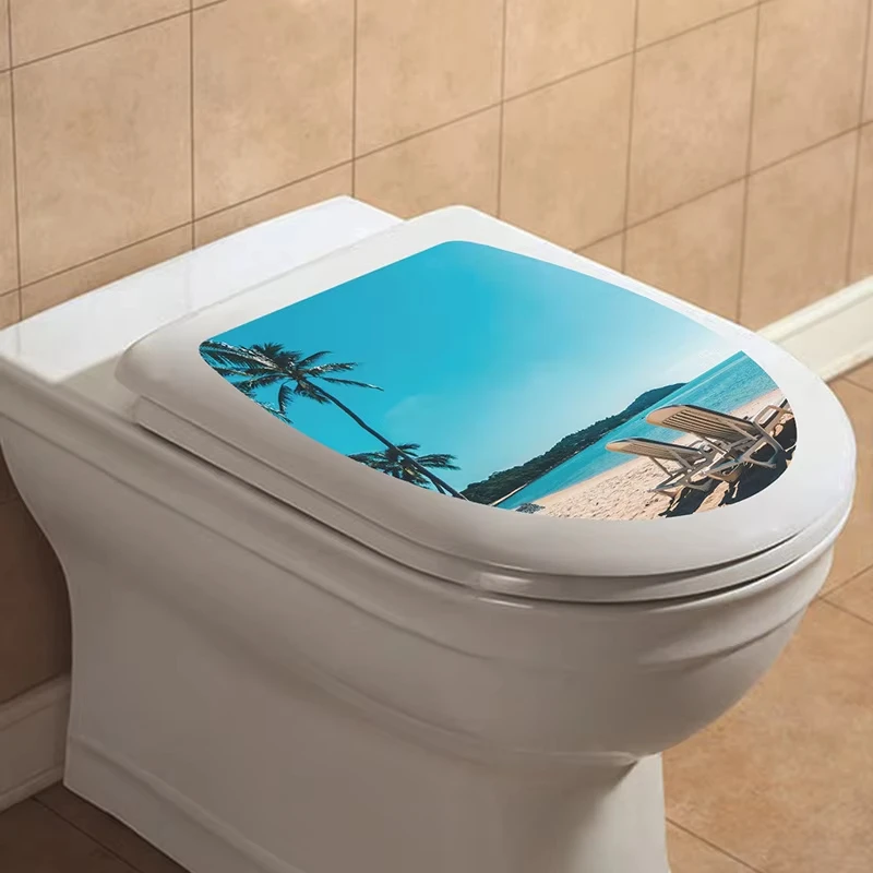 Toilet Seat Wall Sticker Art Wallpaper Bathroom Decals Self-adhesive Removable Toilet Lid Sticker Home Decor Accessories F15