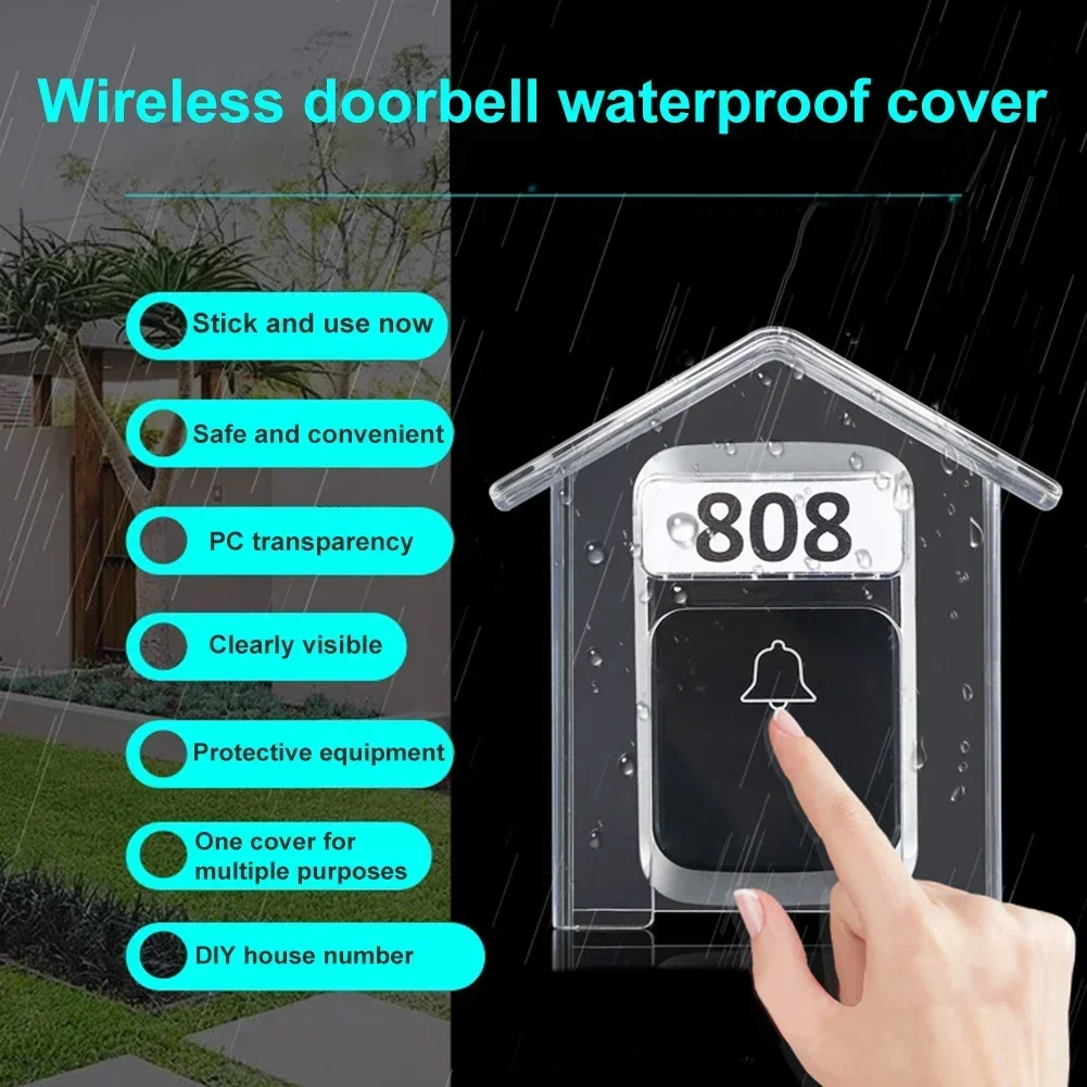 Doorbell Waterproof Cover Transparent Wireless Doorbell Rain Cover Protective Box Outdoor Waterproof Shell