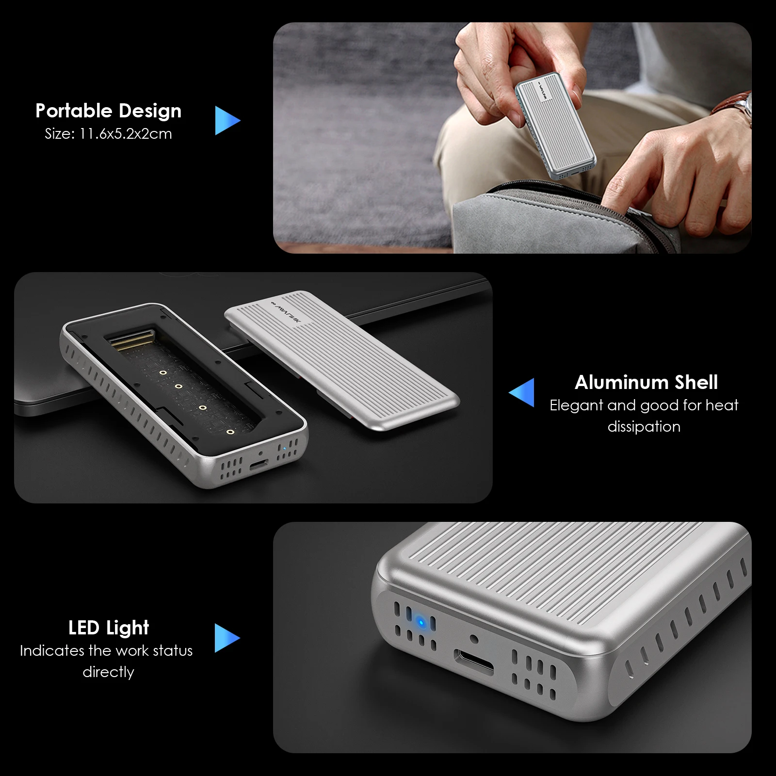 WAVLINK 40Gbps Universal/Thunderbolt USB4 PCIe NVMe SSD Enclosure