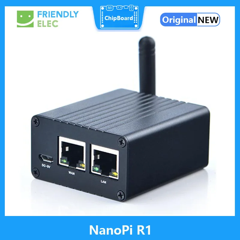 FriendlyElc NanoPi R1 Allwinner H3 Dual Ethernet Port, Wifi & BT, onboard eMMC met USB & seriële poort voor loT 1GB RAM 8GB eMMC