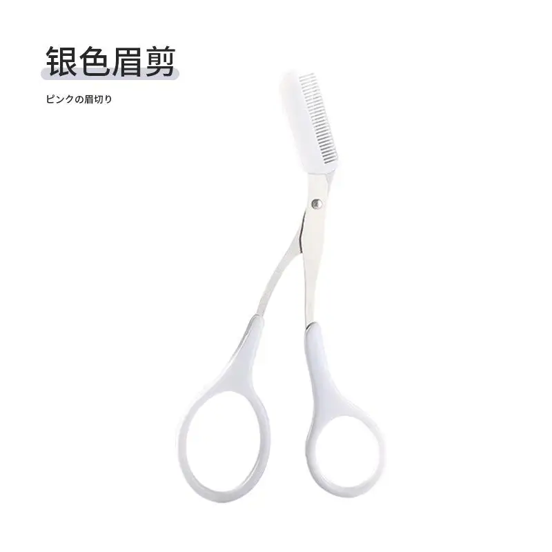 1Pcs Safe Eyebrow Trimmer Stainless Steel Eyebrow Scissors with Comb Hair Removal Shaver Eyebrows Shaping Makeup Tool 2