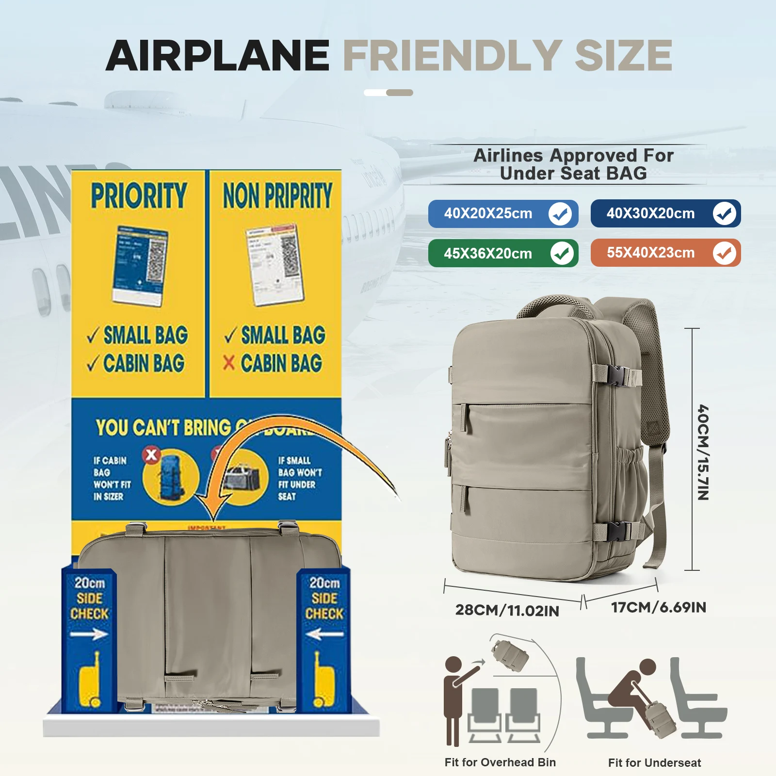 Vacuum Compression Bags Women Men Hand Luggage Ryanair 40x20x25 Trave Backpack, Business Laptop Bag Carry on School Backpack 2