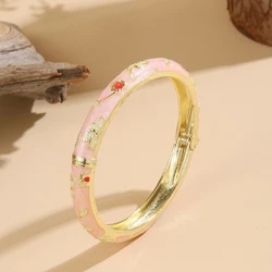 Vintage Floral Cloisonne Bracelet - Elegant Ethnic Style Jewelry Gift (Pink)