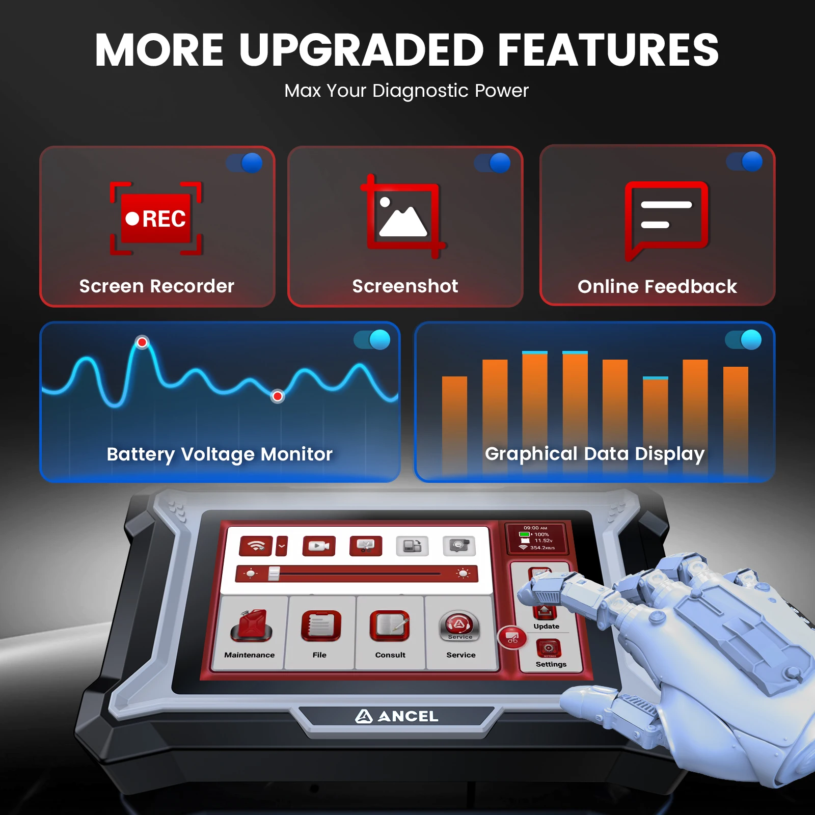 ANCEL DS100 OBD2 Scanner Check Engine AT ABS SRS Diagnostic BMS EPB OIL Reset Car Code Reader Scan Tool Lifetime Free Update 5