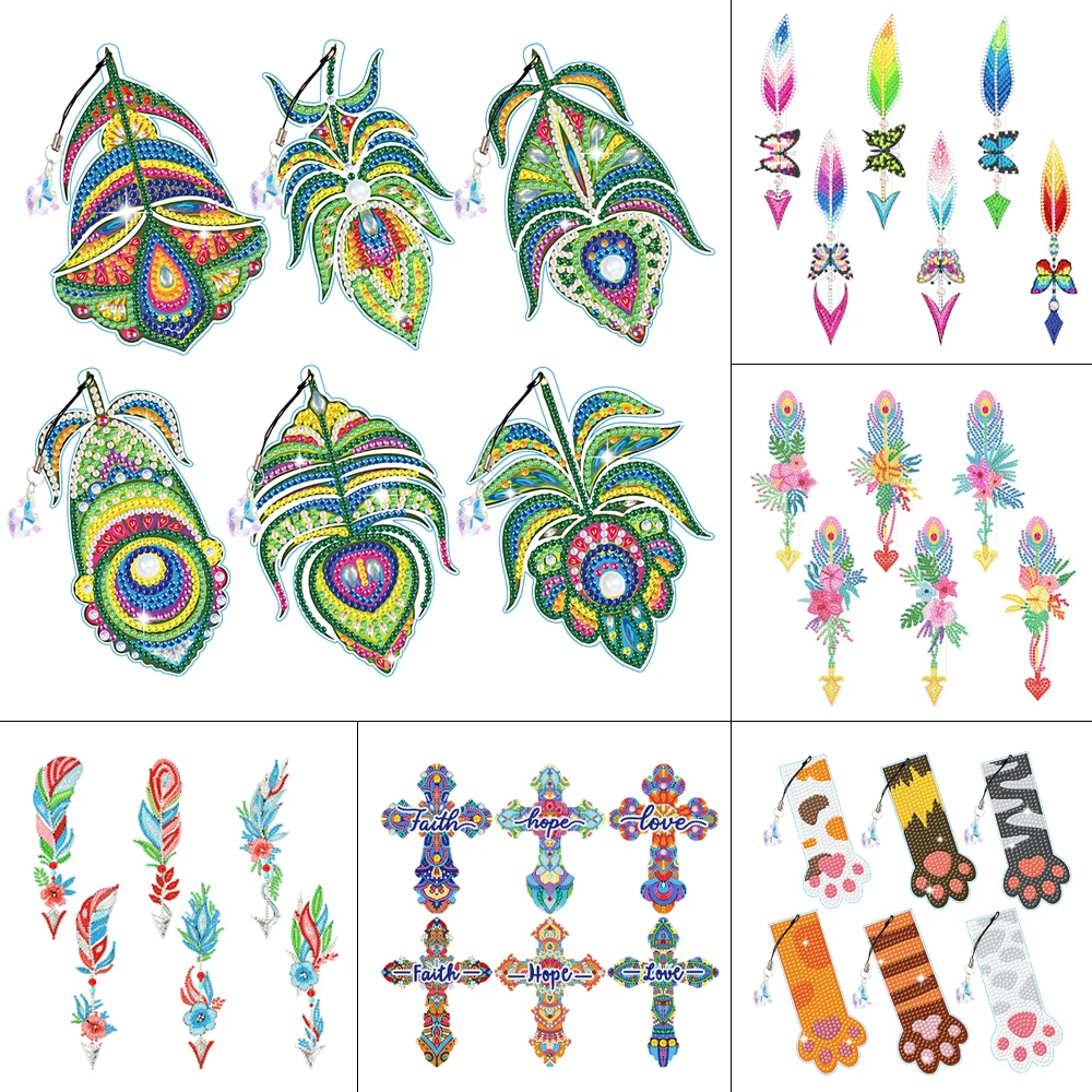 6Pcs/set DIY Feather Shaped Diamond Painting Bookmark Special Shaped  Rhinestone Embroidery Mosaic Book Mark Art Crafts Kits Gift - AliExpress