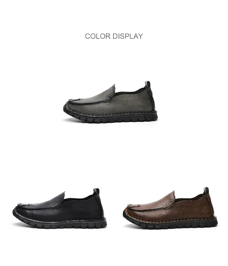Men's Handmade Leather Casual Shoes Loafers Breathable Slip on