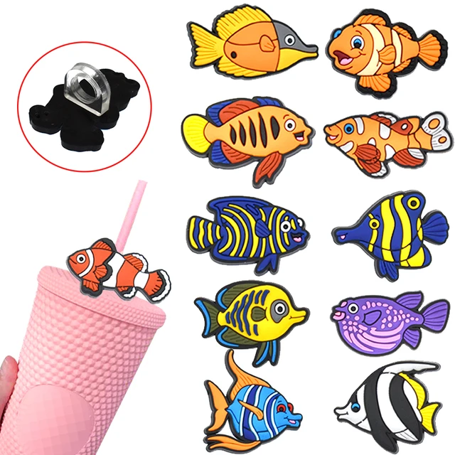 1PCS Fish straw topper PVC Submarine animal drinking straw toppers