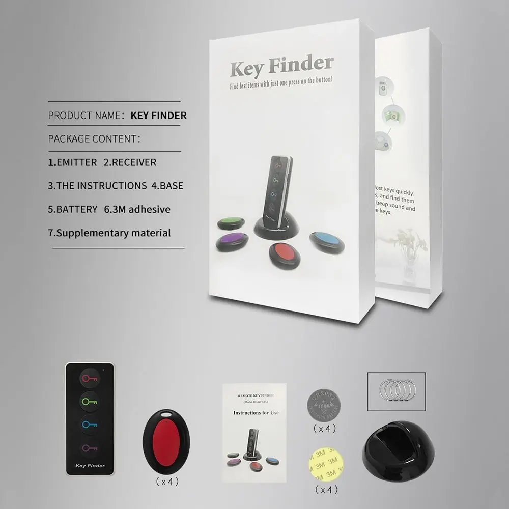 4 In 1 Household Vehicle Lost Tracker Keys Searcher Mini Tracking Device Anti-lost Tag Wireless Key Finder Anti-Lost Alarm