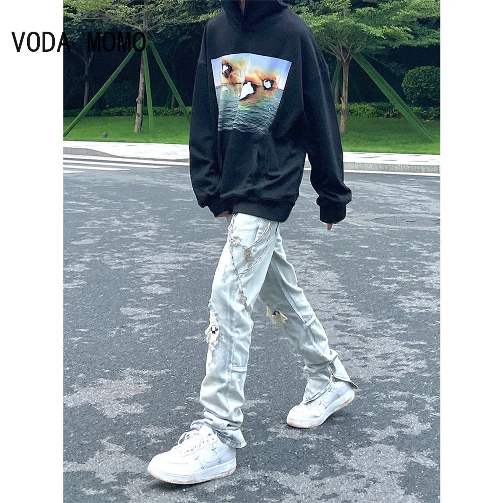 Streetwear Jean Femme Jeans Larghi Larghi In Denim Per Uomo Uomo Pantaloni Casual Jeans Da Uomo Pantaloni Strappati Da Uomo Pantaloni Da Uomo Pantalon