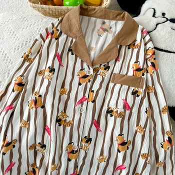 Y2K الحلو لطيف الكرتون الأرنب المرأة منامة مجموعة التلبيب الرقبة طويلة الأكمام لينة منامة مجموعة جديدة عادية Kawaii متعة طباعة ملابس خاصة 6