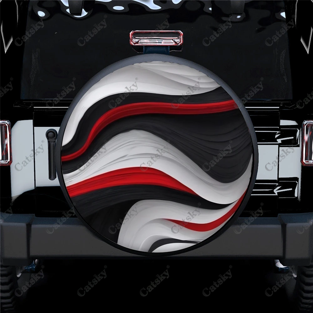 

Abstract 3D Curved Shapes Polyester Universal Spare Wheel Tire Cover Custom Tire-Covers for Trailer RV SUV Truck Camper