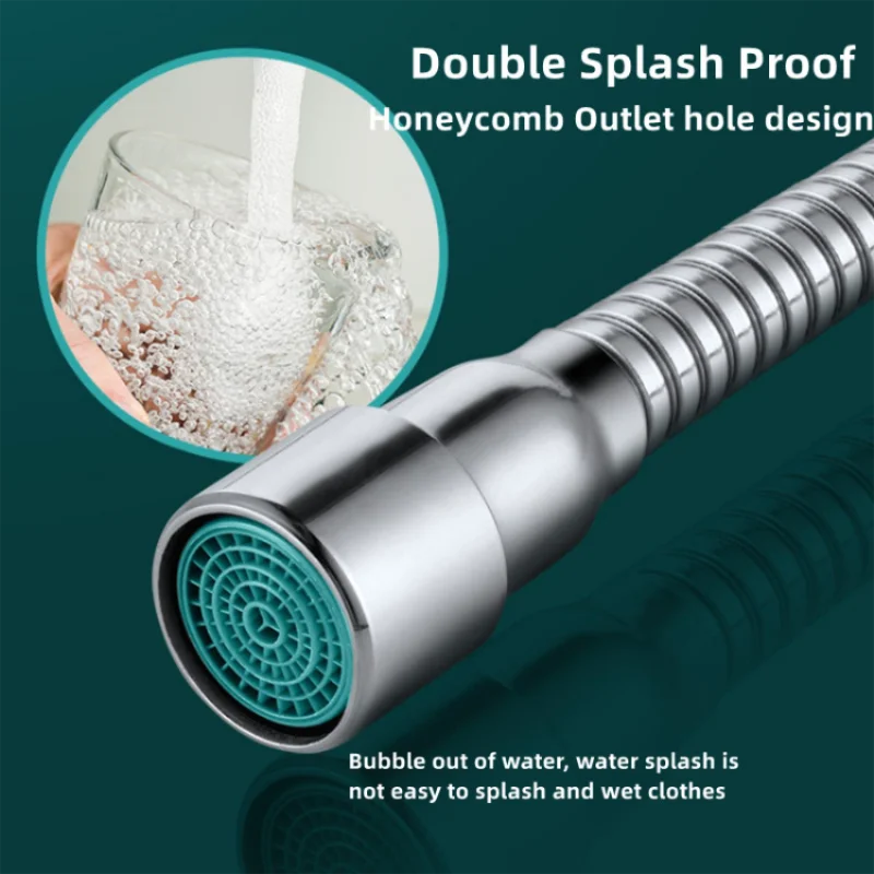 12-50cm Universal Faucet Extender Stainless Steel 360° Rotation Kitchen Sink Anti-Splash Nozzle Aerator Extension Hose 1/2 Modes 5
