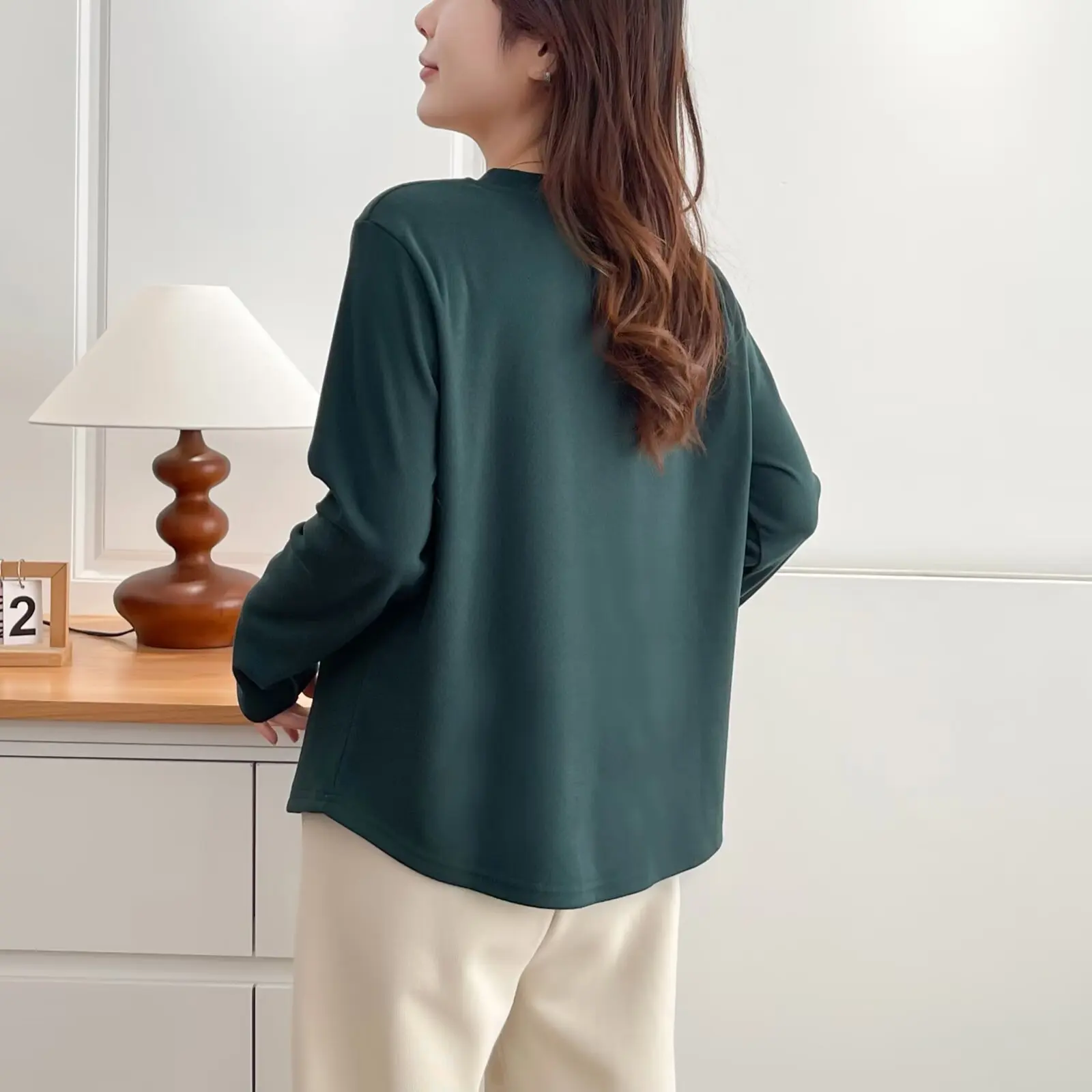 XXXXL Fashion Plus Size Women's T-Shirt Autumn And Winter New Simple Basic Warm Fleece Label O-Neck Long Sleeved Top 2535