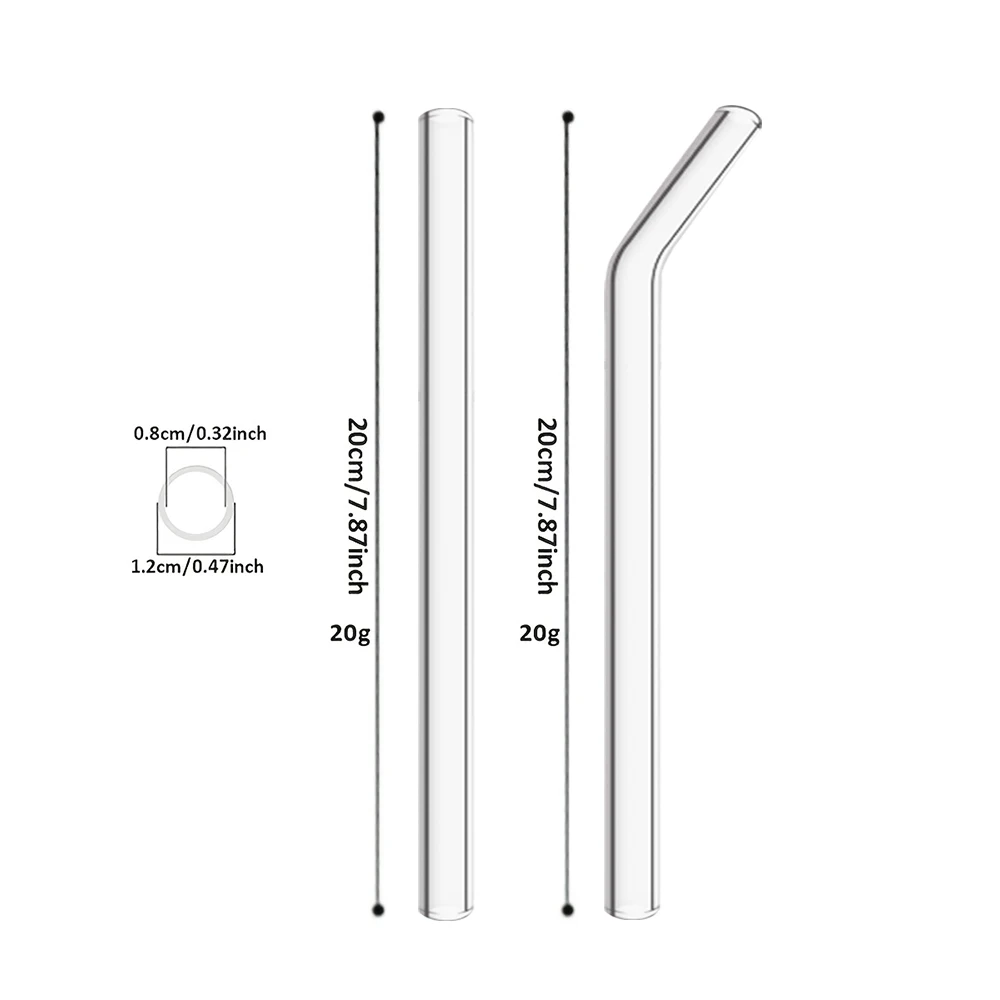Reusable Glass Straw Wide 12mm Pearl Milkshake High Borosilicate Bubble Tea Straw with Brush Party Home Bar Accessories