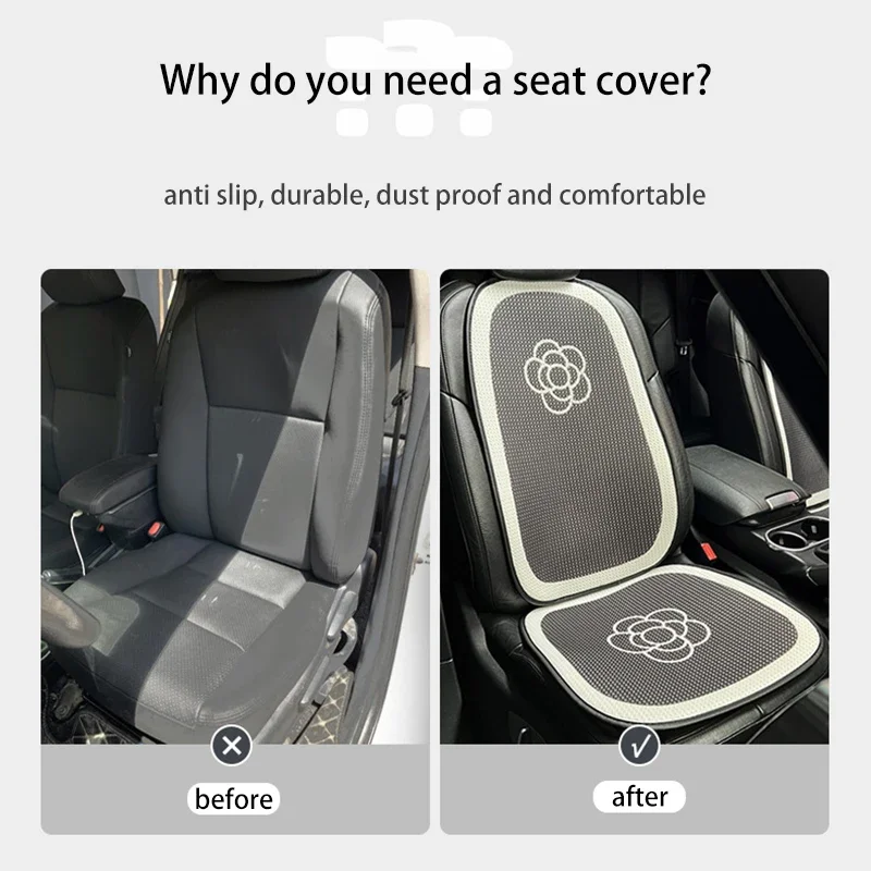 Protector de cojín para asiento de coche, funda transpirable de seda de hielo, alfombrilla bonita de dibujos animados, accesorios para Interior, 2023