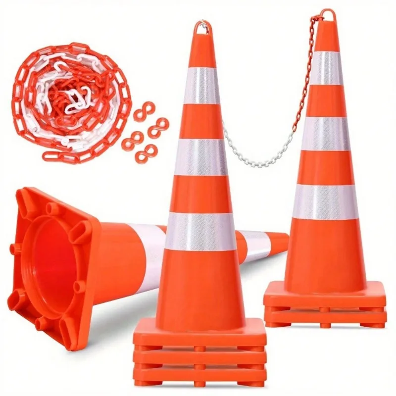 Fluorescent Reflective Traffic Safety Cones with Chains