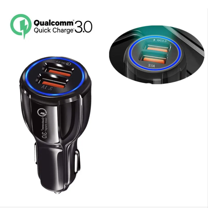 Sales Promotion Car charger QC3.0 Dual USB Fast Charging For Mobile Phone Ipad Iphone 2 Ports Cigarette Lighter Chargers |