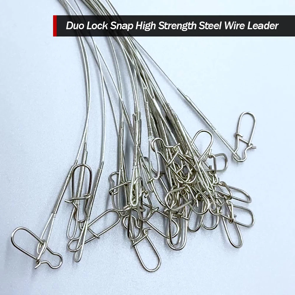 24Pcs Anti Bite Fishing Line Steel Wire Leader With Swivel Double-Lock Snap Accessory Lead Core Leash 25cm 15kg/35lb 6