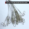 24Pcs Anti Bite Fishing Line Steel Wire Leader With Swivel Double-Lock Snap Accessory Lead Core Leash 25cm 15kg/35lb 6
