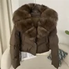 OFTBUY Short Puffer Jacket Thick New Big Natural Real Fox Fur Jacket Women Autumn Winter Female White Duck Down Coat Feather 3