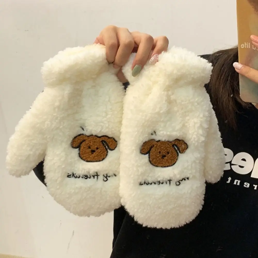 

Full Finger Mittens Bow Plush Gloves Winter Thicken Warm Student Knitted Gloves Kawaii Soft Cute Gloves Student