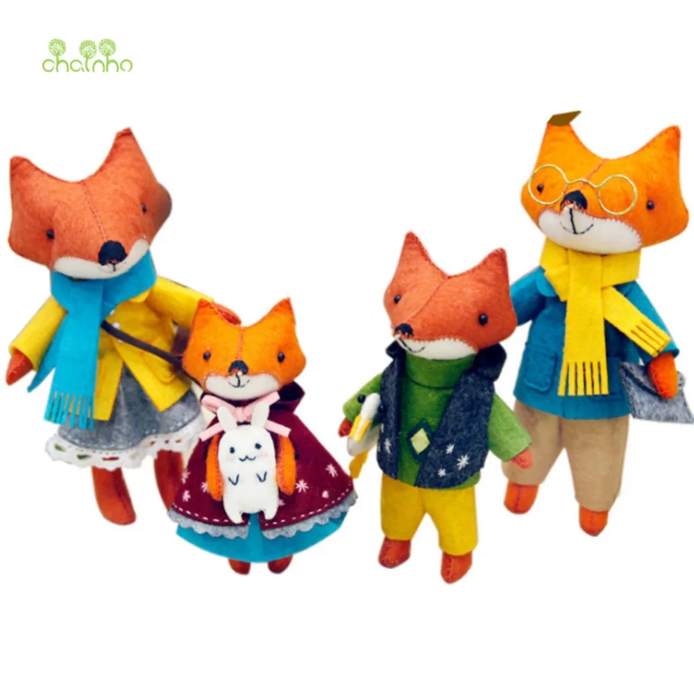 Chainho,DIY Handmade Non-woven Material Set Bag,Pre-Cut,None-Finished Item,Simulation Fox Animal Series,4 Designs
