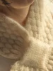 Women 100% Pure Cashmere Knitted Small Bowknot Scarf Neckerchief Moss Stitch Soft Neck Warmer Ring Collar Female Boutique Acc 3