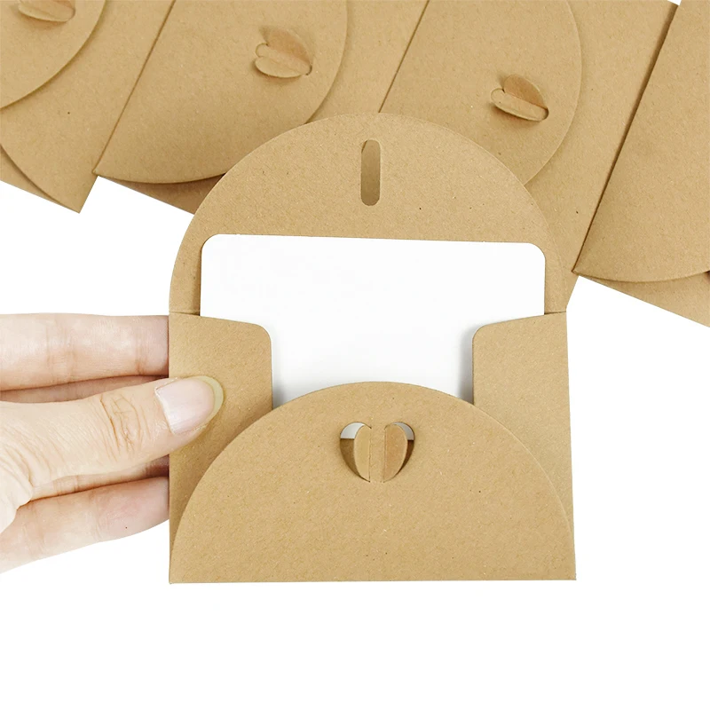 Kraft Paper Envelope 3D Love Button Invitation Greeting Card Valentine's Day Gift Letter Wedding Party Invitation Cards 10PCS