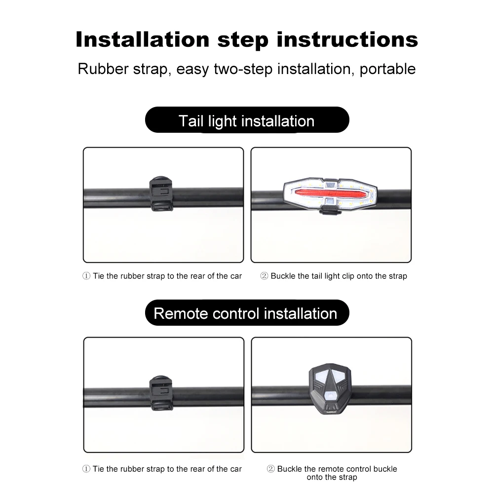 USB Rechargeable Bike Tail Light with Turn Signals Bicycle Rear Light Wireless Remote Control Bike Rear Light for Safety Cycling
