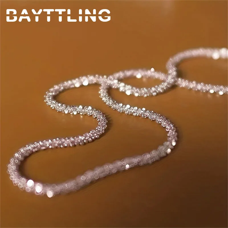 925 Sterling Silver Necklace 40-75cm Women Couple Wife Anniversary Gift Jewelry Accessories