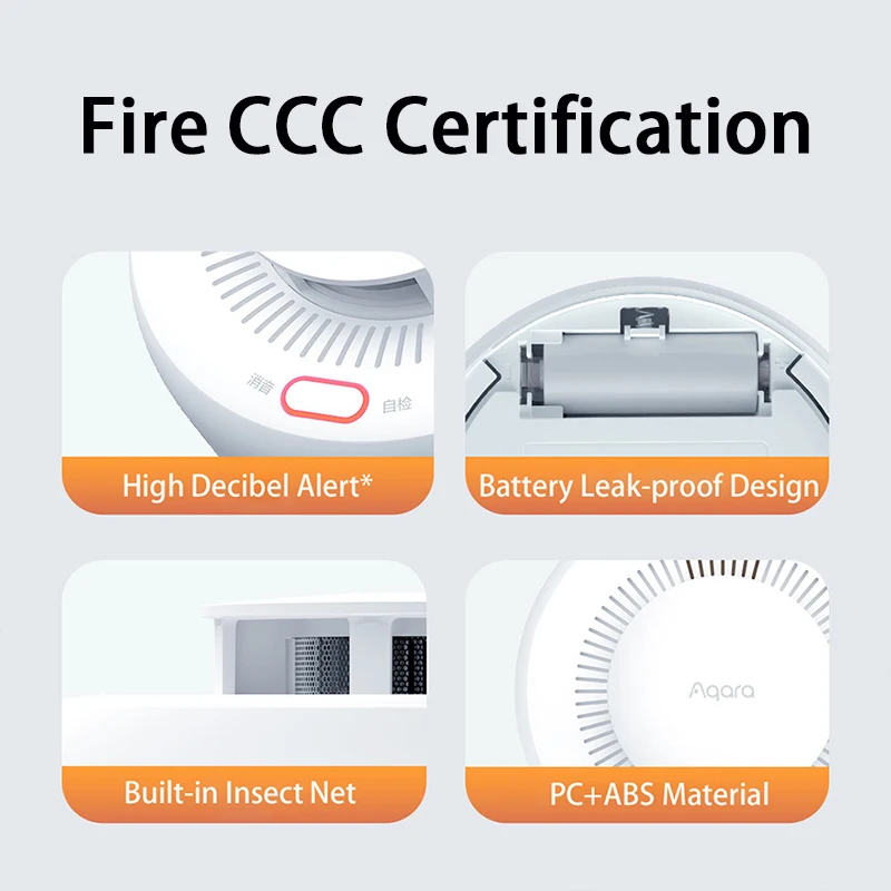 Smoke Detector Sensor AQARA Smart Zigbee 3.0 Fire Alarm Monitor Sound Alert Home Security APP Work with Xiaomi Home Homekit APP