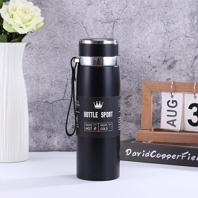 Thermos Bottle 1L Thermal Water Bottle Stainless Steel Insulated Cup Gradient Color Lid Strap Travel Outdoor Sports Wholesale 2