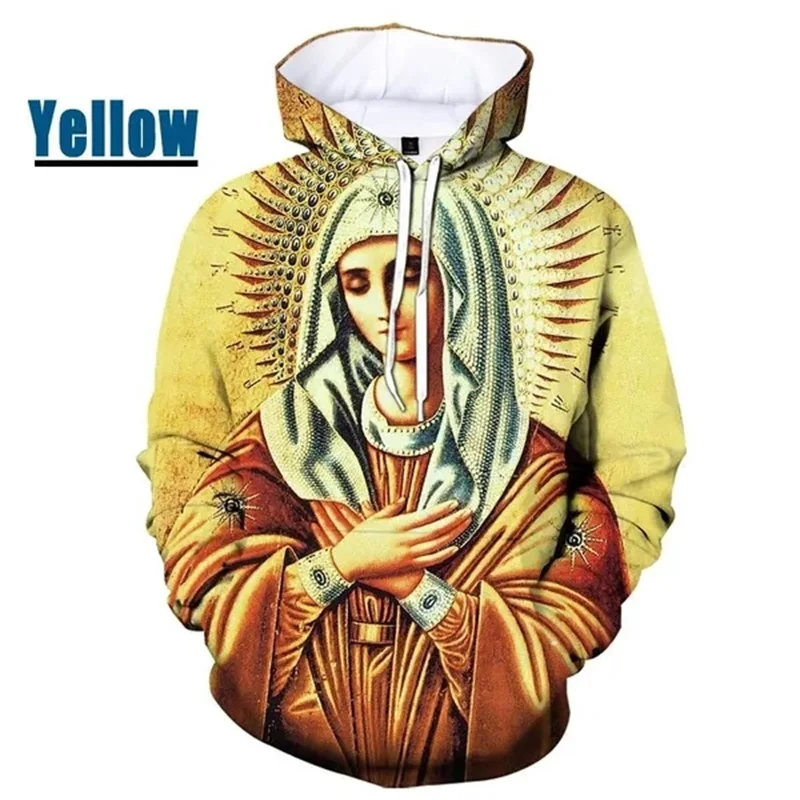 thumbnail image 1 of Sudadera con capucha gráfica de Virgen María ama a todos para hombre, sudaderas informales de gran tamaño personalizadas con estampado 3D, sudaderas para hombres, 1 of 5