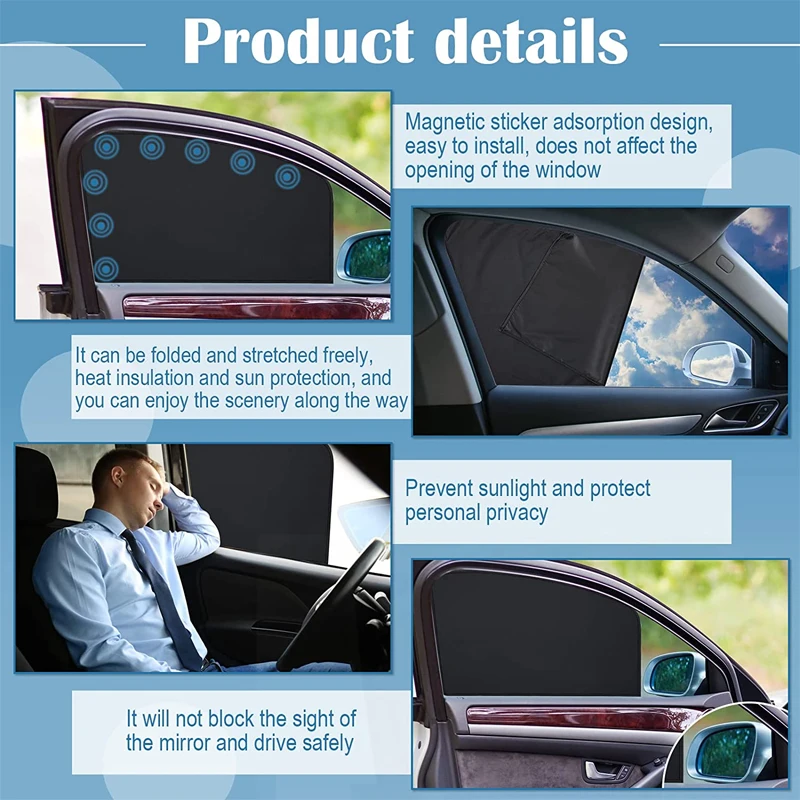 1/2/4PCS Summer Sun Protection Strong Magnetic Full Shading Magnetic Car Curtain Suction Opaque Car Sunshade car sunshade