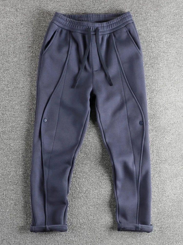Autumn and Winter New American Retro Thick Velvet Sweatpants Men's High Street Washed Drawstring Casual Loose Sports Pants