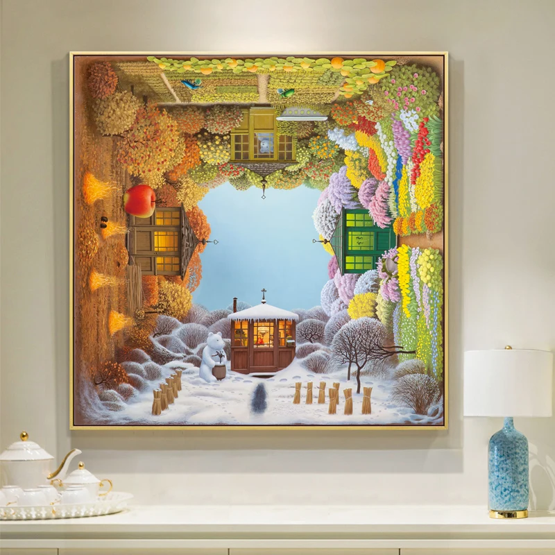 DIY Scenery Cross Stitch Complete Kits Embroidery Four Season Garden Painting Printed Fabric Needle Arts&Craft Home Decoration