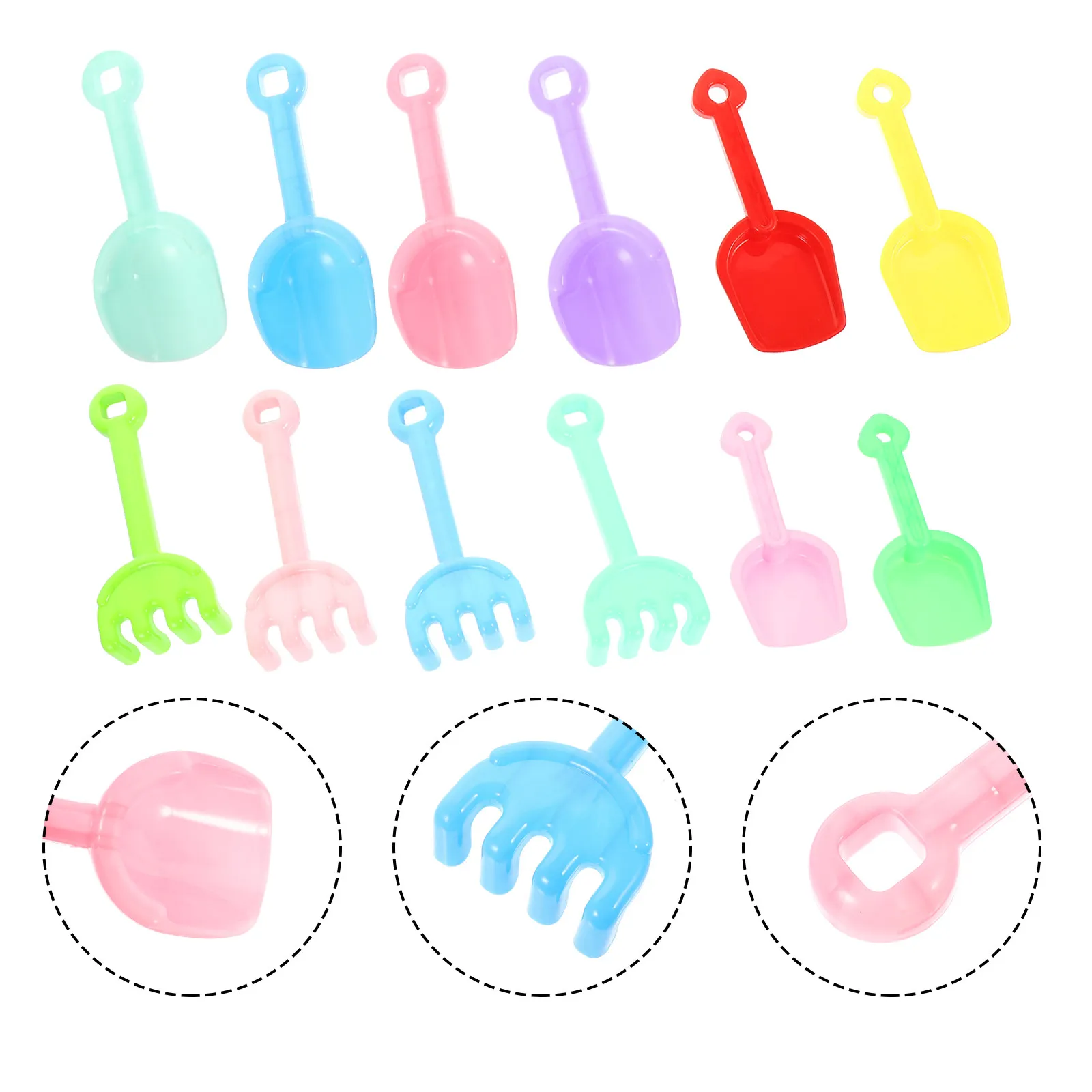 12Pcs 어린이 삽 세트 안전한 둥근 모서리 재미있는 창조적 인 디자인 모래 삽..