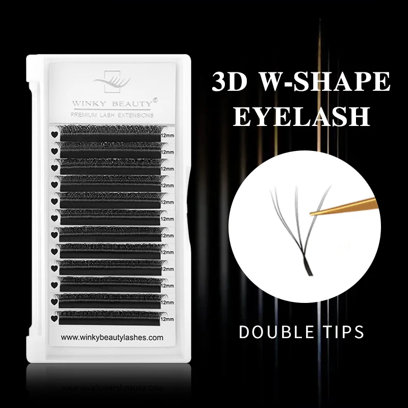 

Winky Beauty 6D W Eyelash Extension Premade Volume Fans Natural Soft 6D W Shape Automatic Flowering Bloom False Lashes