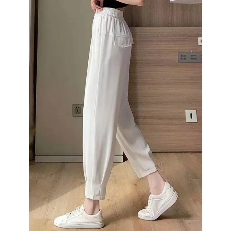 2024 New Women High Wast Casual Spring Summer Harem Pantalones Korean Basic Sweatpants New Loose Ankle-length Bloomers Pants