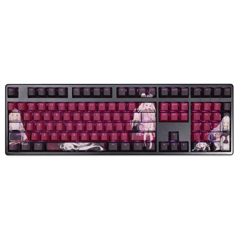 Teclas Conjunto Arquivo Azul Sorasaki Hina Keycap Pbt Tintura Subbed Backlit Keycaps Anime Gaming Key Caps para 61 87 104 108 Layout 108 - Imagem 6