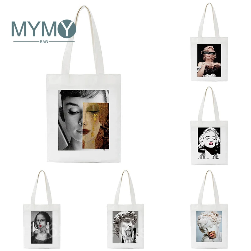 

Woman Aesthetic Printing Anime Shoulder Bag Female Eco Tote Handbag Harajuku Fashion Casual Girl Canvas Shoulder Shopper Bags